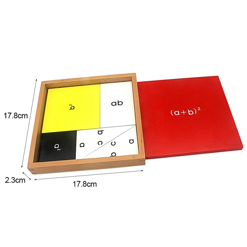 Planche ABC théorème de Pythagore en bois Montessori – Apprentissage ludique des formules mathématiques pour les enfants !