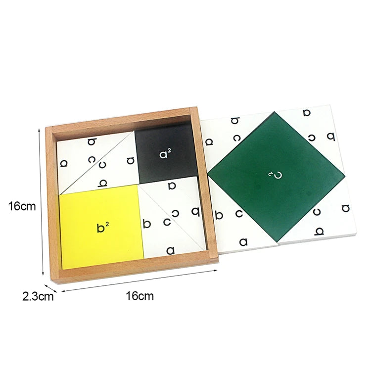 Planche ABC théorème de Pythagore en bois Montessori – Apprentissage ludique des formules mathématiques pour les enfants !